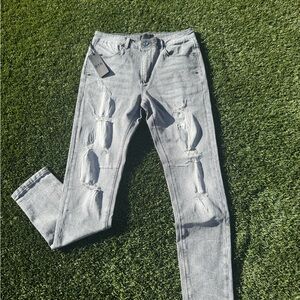 RtA Gray Distressed Bryant Skinny Jeans